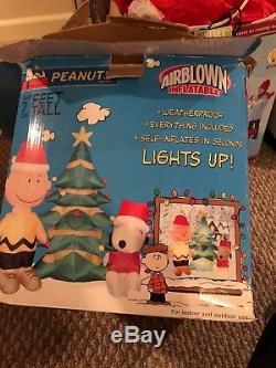 7 Ft Tall Peanuts Gemmy Airblown Inflatable Very Rare Christmas! Snoopy
