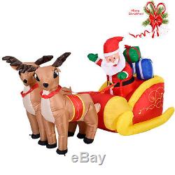 7 Ft Waterproof Inflatable Double Deer with Sled Christmas Decoration Outdoor Art