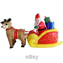 7 Ft Waterproof Inflatable Double Deer with Sled Christmas Decoration Outdoor Art