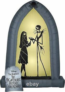 7' Gemmy Airblown Inflatable Halloween Jack Skellington And Sally Silhouette