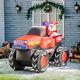 7' Inflatable Christmas Santa Claus Driving Trailer With Gift Boxes, Led Lights