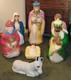 7 Set Large-size Vintage Empire Nativity Plastic Blow Molds, Holy Family Wisemen