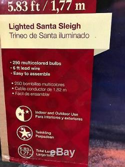 70 HOLOGRAPHIC LIGHTED CHRISTMAS Santa SLEIGH REINDEER HOLIDAY OUTDOOR Yard