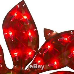 72 HOLOGRAPHIC LIGHTED HAPPY HOLIDAYS SIGN CHRISTMAS Poinsettia OUTDOOR Yard