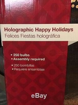 72 HOLOGRAPHIC LIGHTED HAPPY HOLIDAYS SIGN CHRISTMAS Poinsettia OUTDOOR Yard