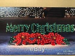 72 HOLOGRAPHIC LIGHTED MERRY CHRISTMAS SIGN HOLIDAY Poinsettia OUTDOOR Yard