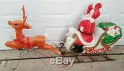 72 Santa Claus Sleigh With Reindeer Lighted Christmas Blow Mold Outdoor Yard