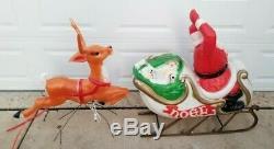 72 Santa Claus Sleigh With Reindeer Lighted Christmas Blow Mold Outdoor Yard