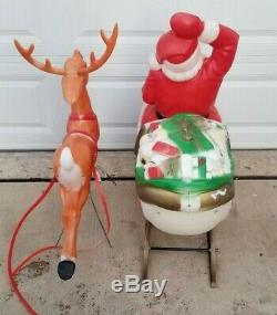 72 Santa Claus Sleigh With Reindeer Lighted Christmas Blow Mold Outdoor Yard