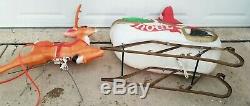 72 Santa Claus Sleigh With Reindeer Lighted Christmas Blow Mold Outdoor Yard