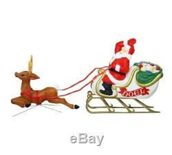 72 Santa Sleigh and Reindeer Blow Mold Figure Vintage Christmas Holiday Outdoor