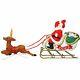 72 Santa Sleigh And Reindeer Blow Mold Figure Vintage Christmas Outdoor Decor
