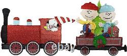 79 Wide Charlie Brown Train With Peanuts Gang 2 Pc Set Outdoor 2d Led