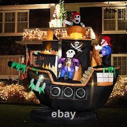 7FT Skeletons Ghosts on Pirate Ship Halloween Inflatables Halloween Decorations