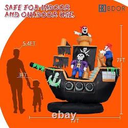 7FT Skeletons Ghosts on Pirate Ship Halloween Inflatables Halloween Decorations