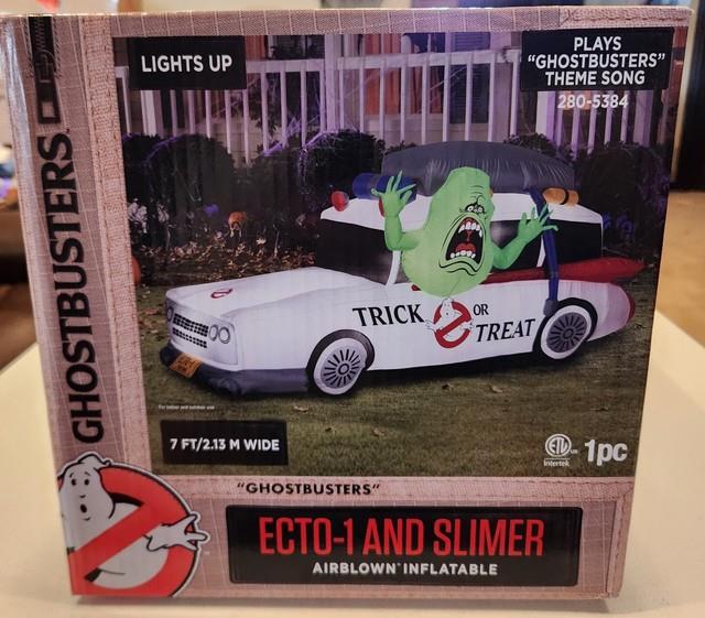 7ft Ghostbusters Ecto 1 & Slimer Airblown Inflatable New Lights Plays Theme Song