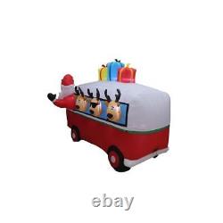 7ft Inflatable Vintage Holiday Bus Santa Reindeer Lawn Decoration LED Lights New