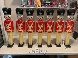 7x Vintage 30 Christmas Lighted Blow Mold Toy Soldier Nut Crackers Used