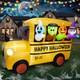 8.1ftlong Halloween Inflatable Ghoul Bus/built-in 9 Led/blow Up Bus Lawn Decor