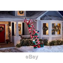 8.5' Christmas Airblown Inflatable Lighted Candy Cane Ladder With Elves
