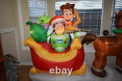 8 FT DISNEY TOY STORY SLEIGH Airblown Yard Inflatable WOODY BUZZ LIGHTYEAR GEMMY