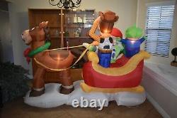 8 FT DISNEY TOY STORY SLEIGH Airblown Yard Inflatable WOODY BUZZ LIGHTYEAR GEMMY