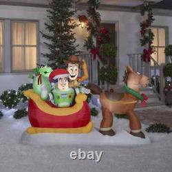 8 FT DISNEY TOY STORY SLEIGH Airblown Yard Inflatable WOODY BUZZ LIGHTYEAR GEMMY