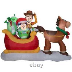 8 FT DISNEY TOY STORY SLEIGH Airblown Yard Inflatable WOODY BUZZ LIGHTYEAR GEMMY