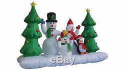 8 Foot Long Christmas Inflatable Snowman Family and Penguin Tree Yard Decoration
