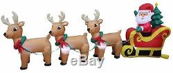 8 Foot Long Christmas LED Inflatable Santa Claus Reindeer Sleigh Yard Decoration