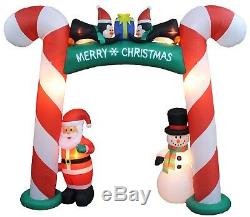 8 Foot Tall Christmas Inflatable Candy Cane Archway Santa Snowman Penguins Decor