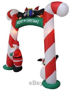 8 Foot Tall Christmas Inflatable Candy Cane Archway Santa Snowman Penguins Decor