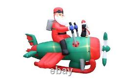 8 Foot Wide Animated Christmas Inflatable Santa Penguin Airplane Yard Decoration