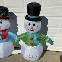 8 Foot Wide Snowmen Light Show Inflatable Plays Jingle Bells Musical light show