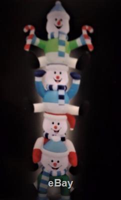 8 Ft Inflatable Snowman Stack 12 Led Bulbs Outdoor Lighted Christmas Decoration