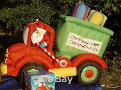 8' Gemmy Christmas Animated Dump Truck withSanta Driving Airblown Inflatable