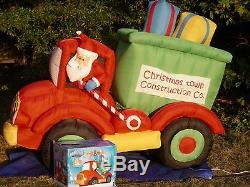 8' Gemmy Christmas Animated Dump Truck withSanta Driving Airblown Inflatable