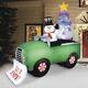 8' Snowman In Snow Plow Truck Air Blown Lighted Yard Inflatable Swirling Lights
