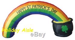 8' ST PATRICKS DAY RAINBOW ARCH IN POT OF GOLD Air Blown Yard Inflatable