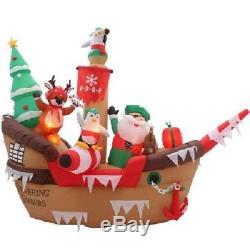 8 ft. Inflatable Giant Christmas Pirate Ship Scene air blown outdoor yard decor