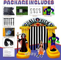 8FT Inflatable Castle Archway with Ghost Pumpkin Wizard Hat Witch Scythe Grim Re