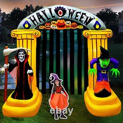 8FT Inflatable Castle Archway with Ghost Pumpkin Wizard Hat Witch Scythe Grim Re