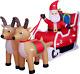 8ft Christmas Inflatable Decorations Outdoor Claus On Sleigh With Two Blow Up Bu