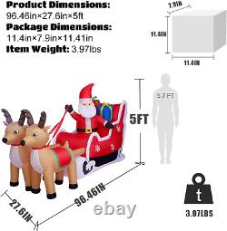 8Ft Christmas Inflatable Decorations Outdoor Claus on Sleigh with Two Blow up Bu