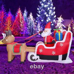 8Ft Christmas Inflatable Decorations Outdoor Claus on Sleigh with Two Blow up Bu