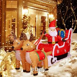 8Ft Christmas Inflatable Decorations Outdoor Claus on Sleigh with Two Blow up Bu