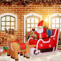 8Ft Christmas Inflatable Decorations Outdoor Claus on Sleigh with Two Blow up Bu