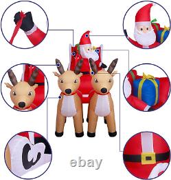 8Ft Christmas Inflatable Decorations Outdoor Claus on Sleigh with Two Blow up Bu