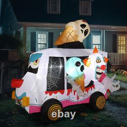 8ft Giant Clown Ice Cream Truck Inflatable Halloween Decoration