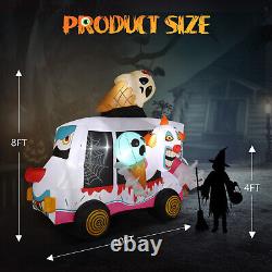 8ft Giant Clown Ice Cream Truck Inflatable Halloween Decoration